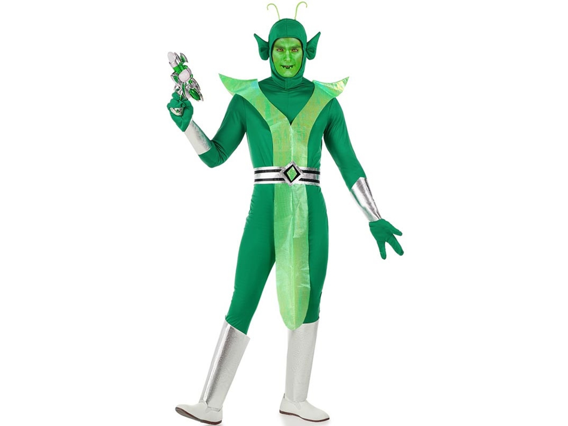 Disfraz de Alien verde y plateado para hombre