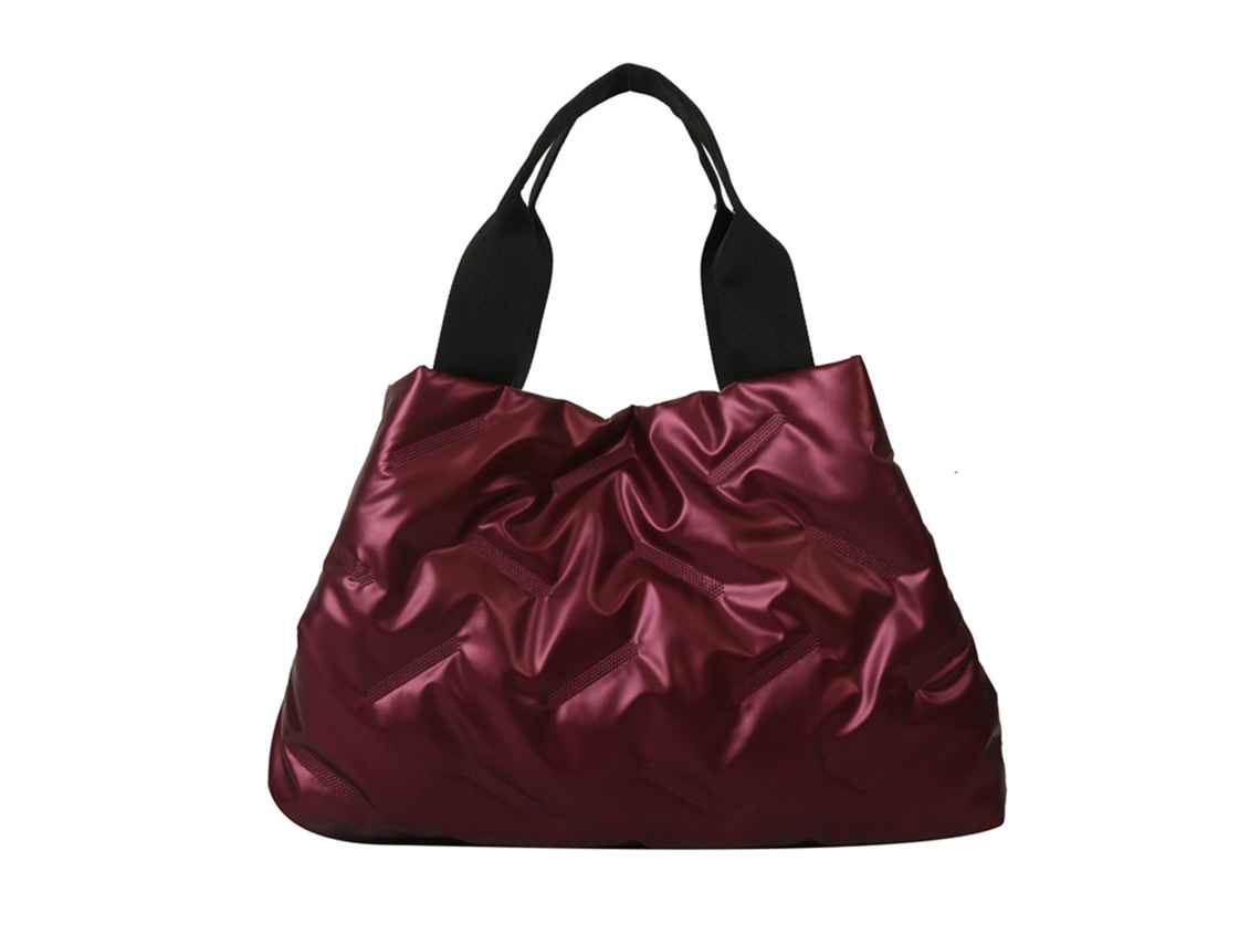 Bolso Inflable De Gran Capacidad Para Mujer Con Superficie Brillante, Poliéster, Para Uso Diario, Rojo.