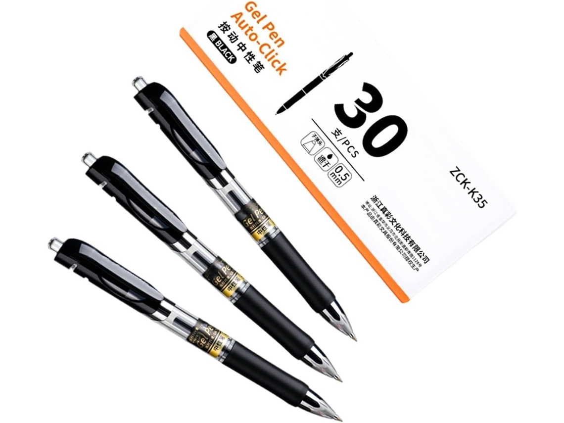 Bolígrafo De Tinta De Gel Retráctil Con Punta De 0,5 Mm, De Secado Rápido, Negro Para