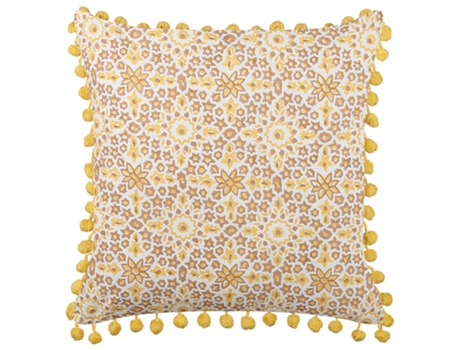 Cojín de algodón amarillo mostaza/blanco crema/marrón 45 x 45 cm BELIANI Lycrois