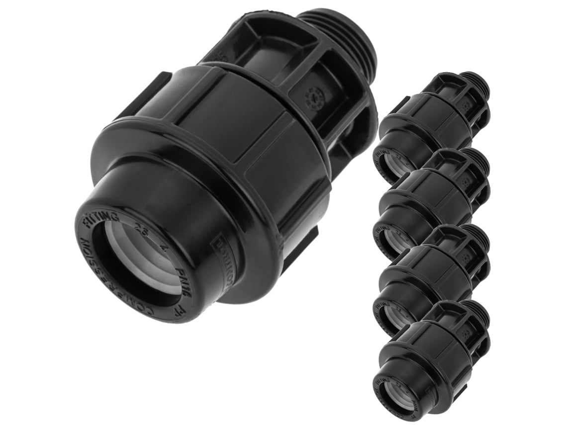 Pack 5 Unidades Terminales Polietileno Tornillo Macho 25 Mm X 3/4“ Para Sistema De Riego PRIMEMATIK.COM