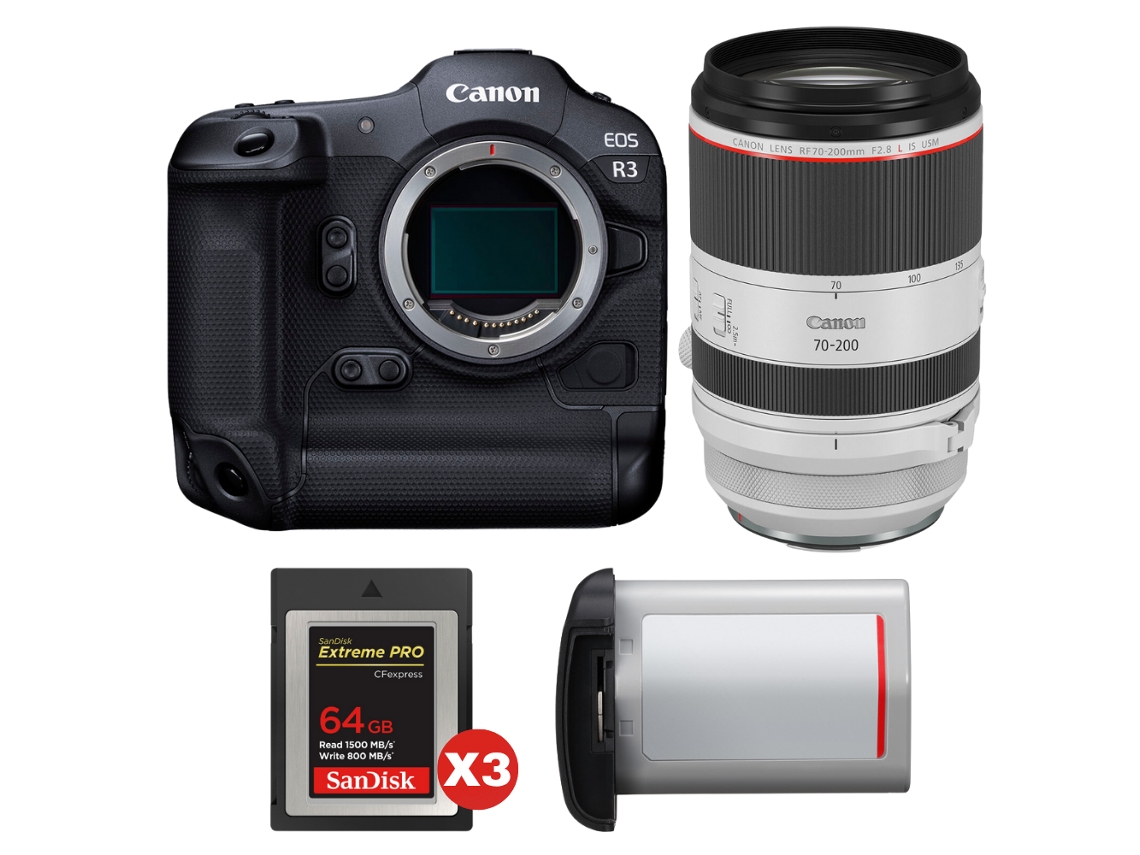 Canon Eos R3 + Rf 70-200mm F/2.8 L Is Usm + 3 Sandisk 64gb Extreme Pro Cfexpress Type B + Canon Lp-e19 + Ebook “20 Consejos Para Fotos Que Impactan”