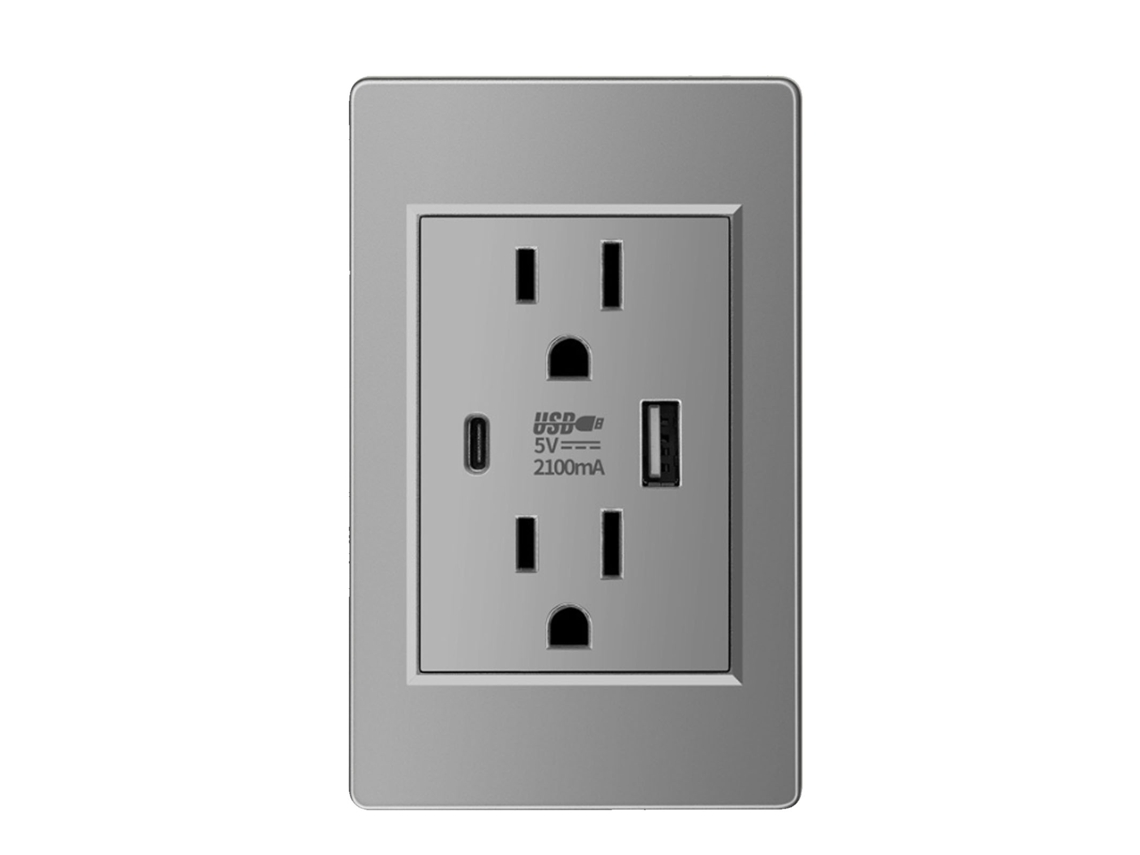 Enchufe de pared con USB C 2.1a 15a (sin marca)