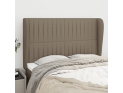 Cabecero Con Orejas De Tela Gris Taupe 147x23x118/128 Cm
