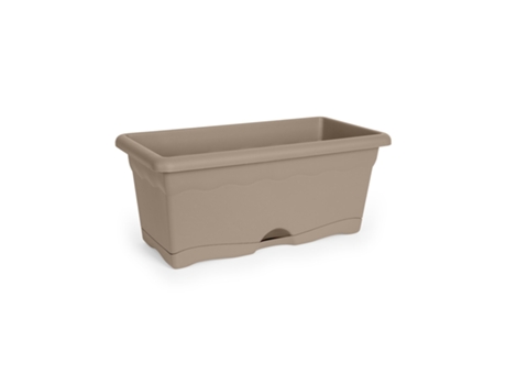 PLASTIKEN TERRA - Jardinera con Plato Integrado. Medida 40 cm 8L. Taupe