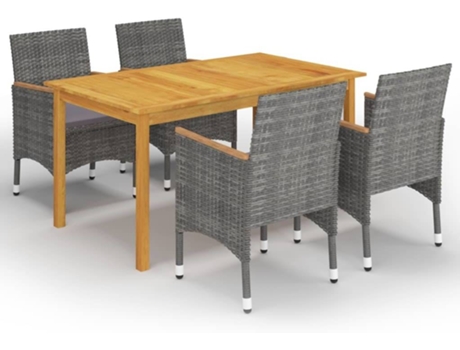 Conjunto 5 de comedor de jardín de VIDAXL gris