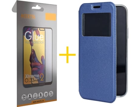 Kit Funda + Protector de Pantalla Samsung Galaxy S20 Ultra 5G ACCETEL Full Gandy Flip (Azul)