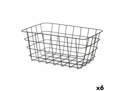 Cesta Multiusos Rectangular Negro Metal 30,3x14x22,5 cm (6 Unidades)