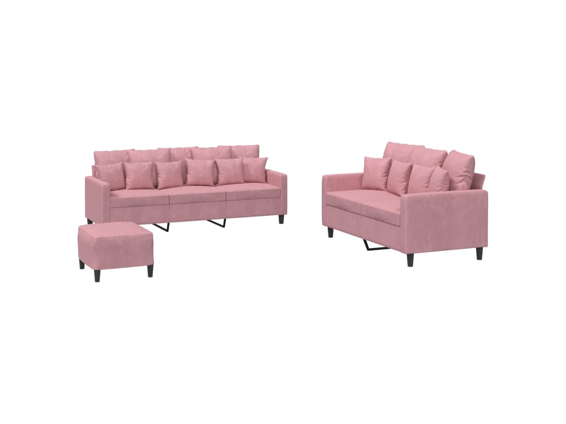 Maison Exclusive - Juego De Sofás Con Cojines 3 Piezas Terciopelo Rosa