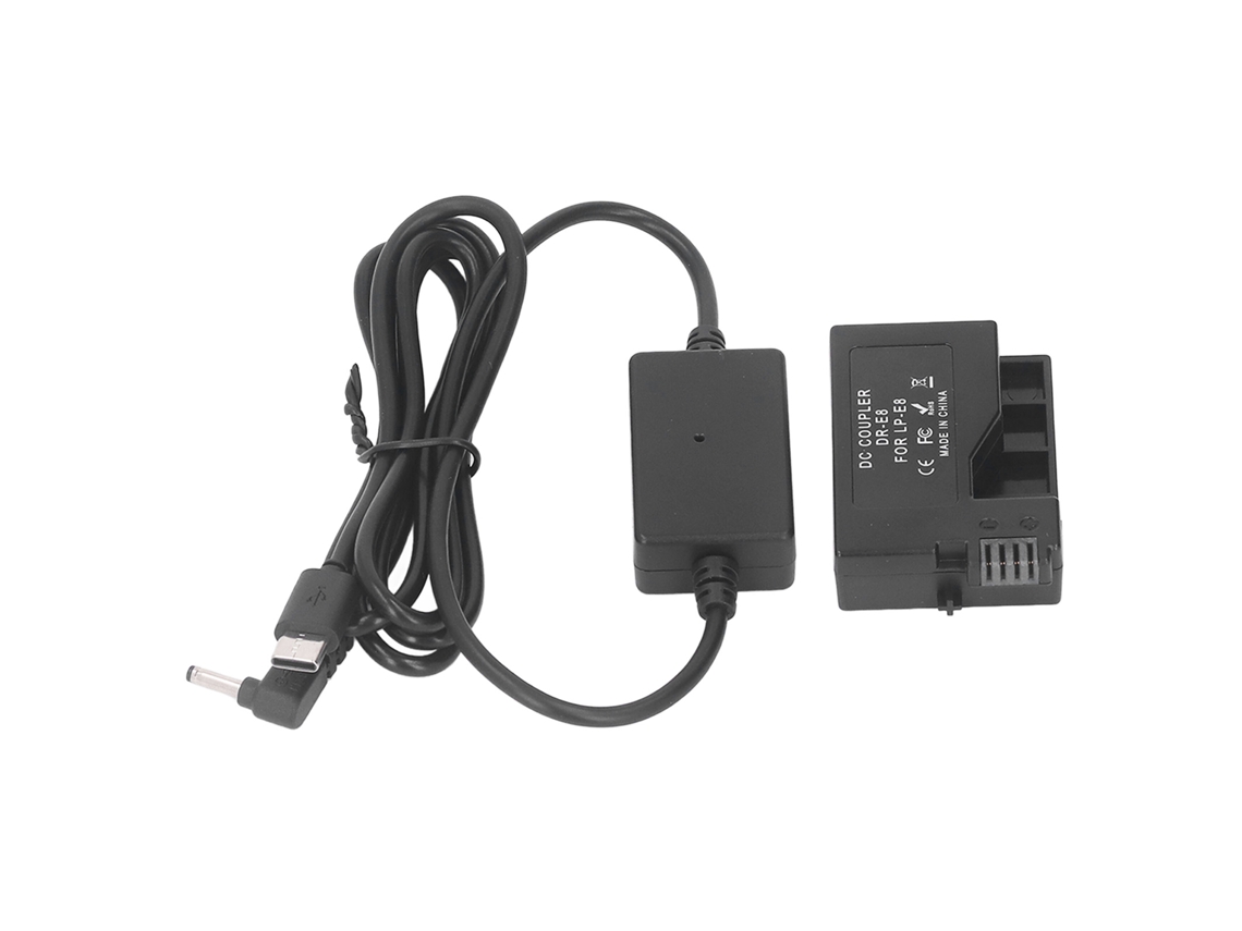 Adaptador De Batería Falsa Lp E8 Dr E8 Para Cámaras T2i T3i T4i T5i 700d 650d 600d 550d Kiss X4 X5 X6i X7i Con Usb-c