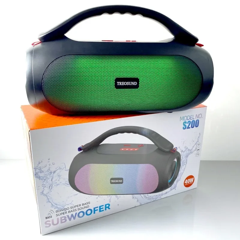 Altavoz Bluetooth Portátil (negro), 40 W De Alta Potencia, Compatible Con Reproducción Usb Y Tarjeta Tf, Con Iluminación.