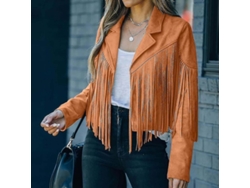 Chaqueta De Mujer Con Flecos, Piel Sintética, Ante, Estilo Vaquero, Cárdigan De Manga Larga Con Borlas, Tlp
