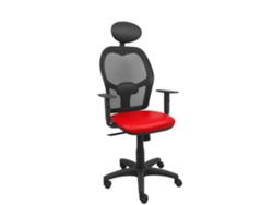 Silla De Oficina Alocén Con Mecanismo Sincro Tapizada Con Similpiel Color Rojo Y Malla Color Negro