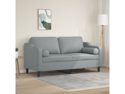 Sofá De 2 Plazas Con Cojines Tela Gris Claro 140 Cm