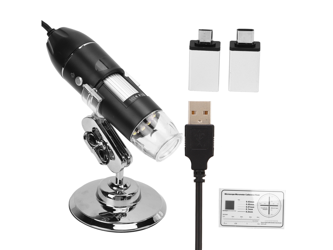 Microscopio Digital 1600x Con 8 Led Microscopio Electrónico Flexible Para Teléfonos Android Y Ordenadores