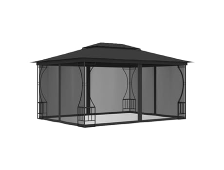 MAISON EXCLUSIVE Cenador con redes gris antracita 300x400x265 cm
