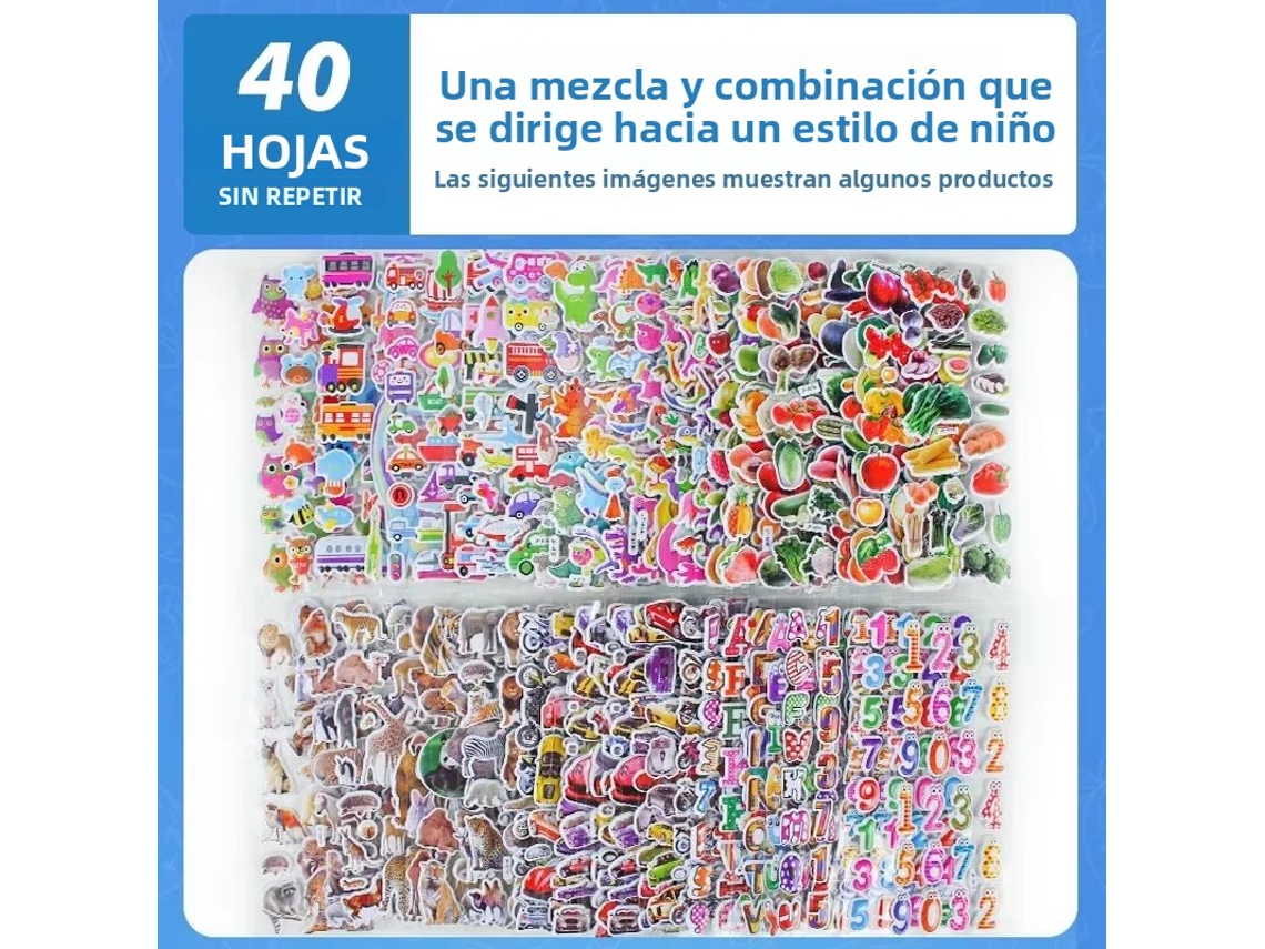 Set de pegatinas 3D para decorar cuadernos MDUG (40 hojas infantiles)