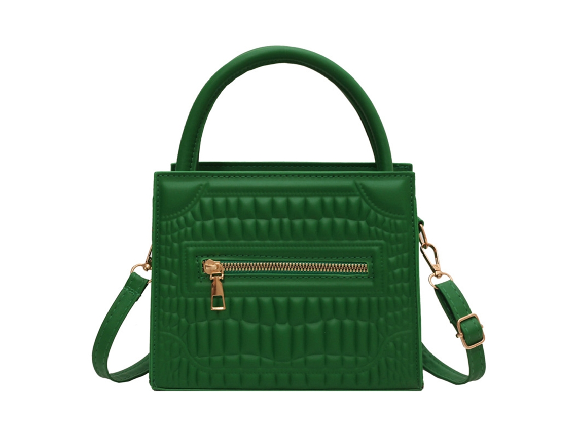 Bolso De Hombro Informal De Gran Capacidad, Color Liso, De Piel Sintética Suave, Para Uso Diario, Verde, 7.9 X 6.7 X 3.9 Pulgadas.