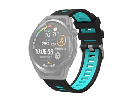 Correa de Silicona bicolor 20mm transpirable ajustable para Samsung Galaxy Watch 5 40mm/44mm/Watch 5 Pro 45mm - negro/cyan