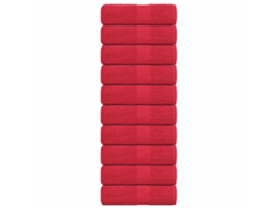 vidaXL Toallas 10 uds 100% algodón rojo 30x30 cm 360 gsm