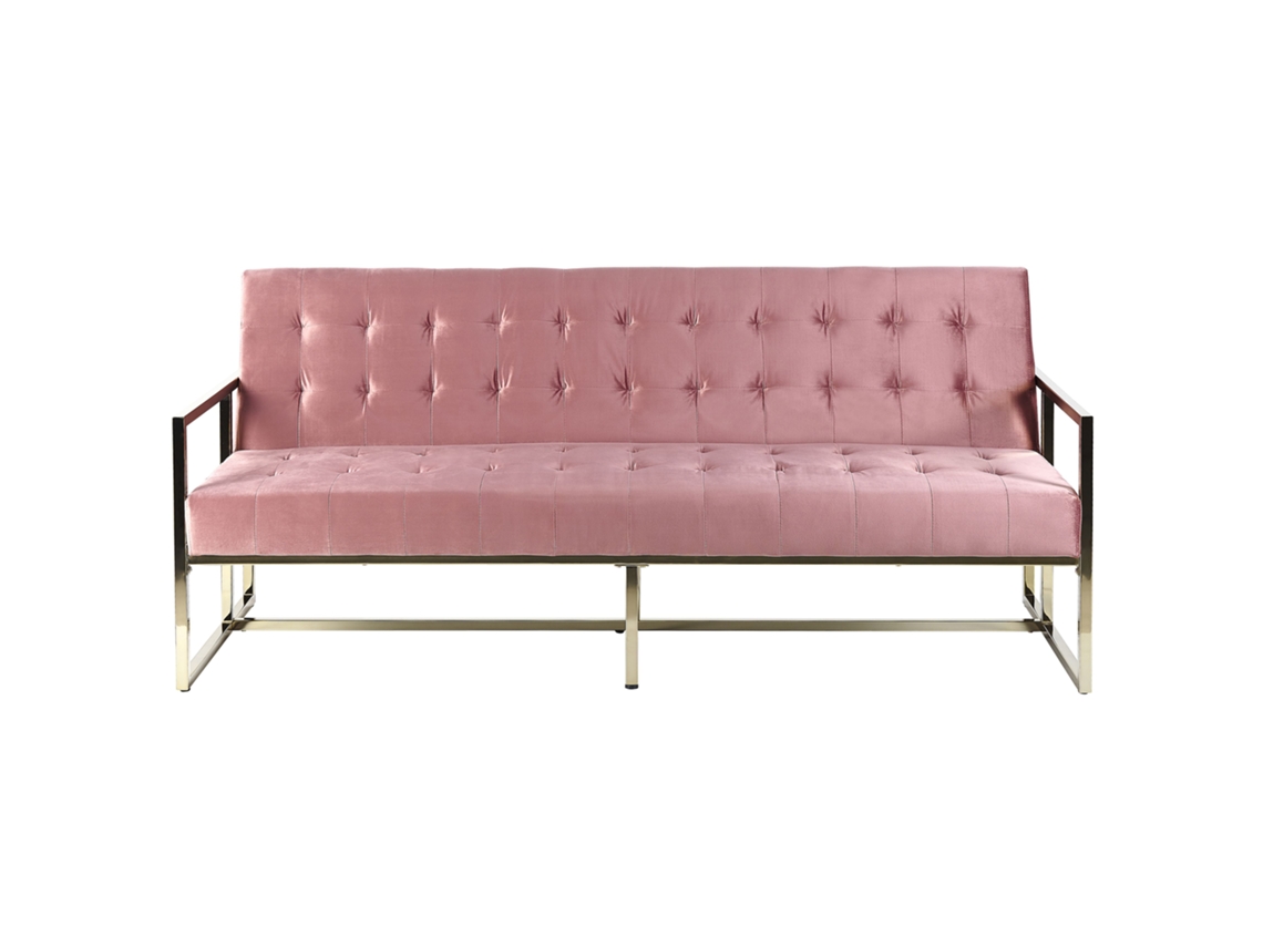 Sofá de 3 plazas BELIANI Marstal de Terciopelo Rosa 187x78x83