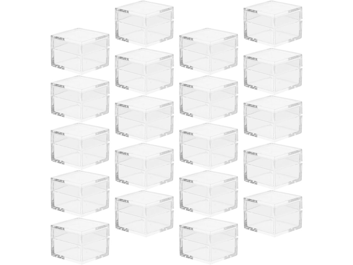 Juego 20 Cajas Joyería Acrílico Transparente Tapas Prueba Fugas Pequeñas Cúbicas 30 22 Guardar Joyas Dulces