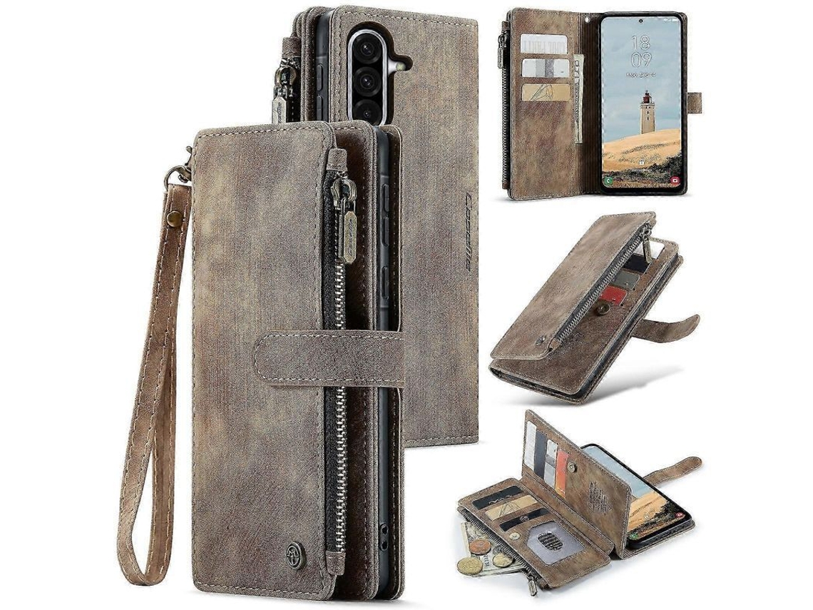 Cartera De Piel Con Cremallera Y Ranuras Para Tarjetas Caseme C30