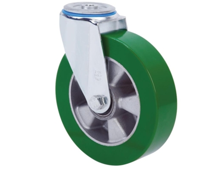 Rueda giratora agujero m12 20zv160-augb aluminio-poliur.verde eje bolas ALEX