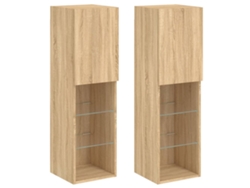 Conjunto 2 Muebles de TV VIDAXL con luces LED roble Sonoma (30.5 x 30 x 102 cm)