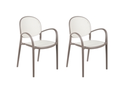 Sillas de exterior Beliani Povoletto de plástico con trenzado vienés en polipropileno marrón 50x50x85