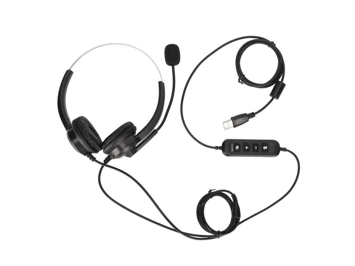 Auriculares Binaurales Usb Con Micrófono, Reducción De Ruido Y Control De Volumen Para Atención Al Cliente.