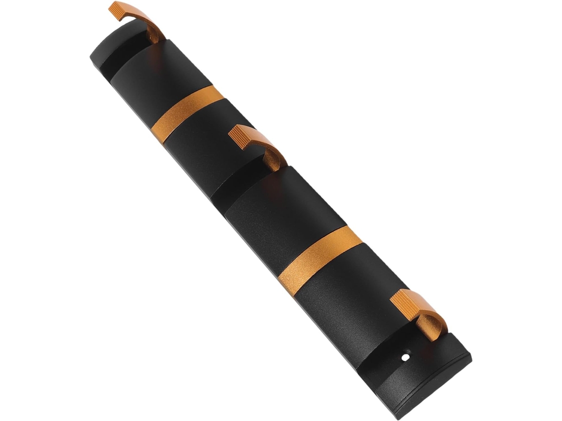 Perchero invisible de pared en metal negro y dorado con 5 ganchos plegables, 34 x 1,5 cm, adhesivo. SFUSHOS