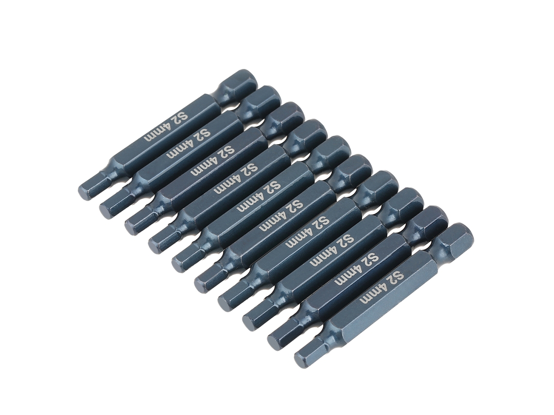 Juego De 10 Puntas De Destornillador Hexagonales De Acero S2 De 1/4 De Pulgada (50 Mm) H6.3*50mm*h4