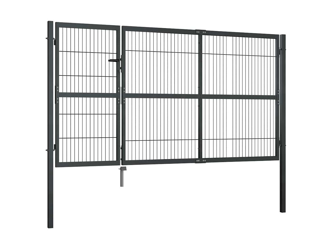 Maison Exclusive - Puerta De Valla De Jardín Con Postes Acero Antracita 350x140 Cm