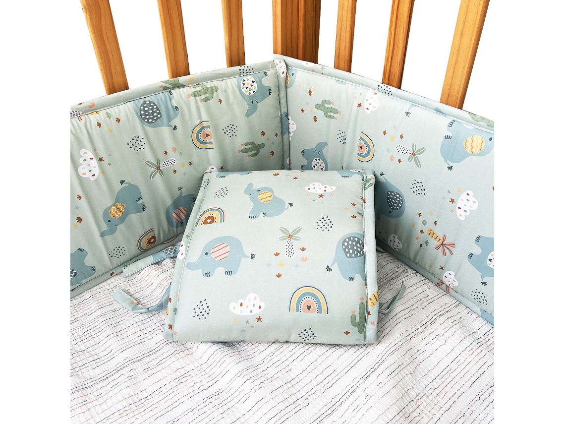 Juego De Protectores De Cuna Panoona 4 Piezas (2 X 132 Cm + 2 X 68,5 Cm) Elefante