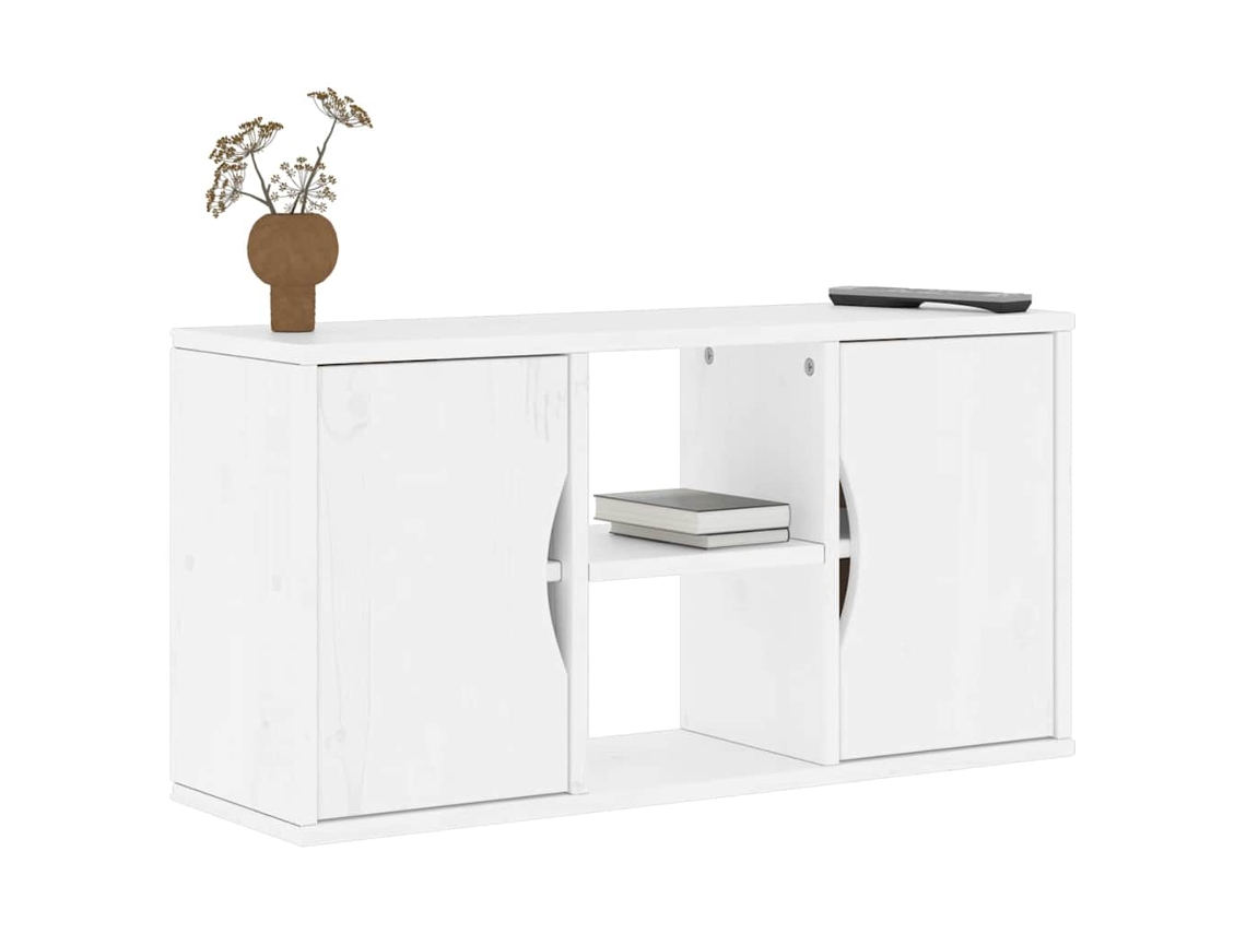 Mueble De Tv | Armario Para Tv | Gabinete De Tv Odda Madera Maciza De Pino Blanco 79x24x40 Cm