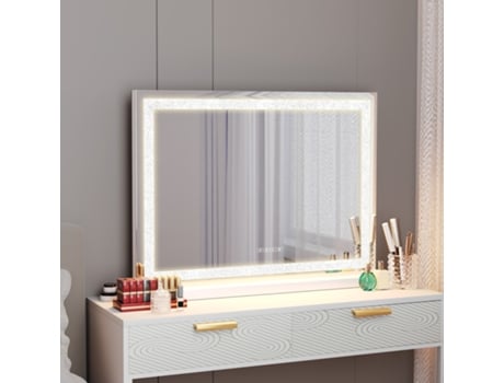 Cristal Espejo De Maquillaje De Bluetooth Hollywood Con Luces Con Carga Usb - Mesa-Pared 80 X 58 Cm FENCHILIN