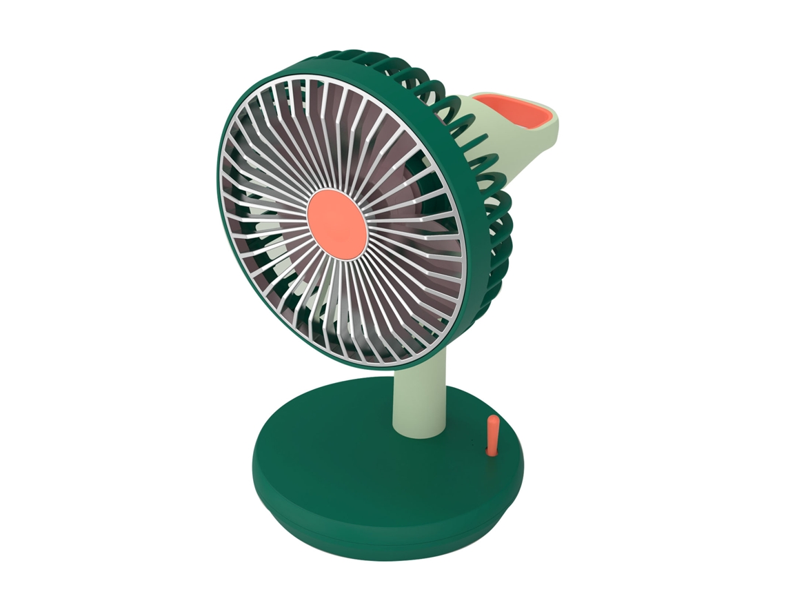 Ventilador De Escritorio Portátil, 3 Velocidades, Recargable Por Usb, Silencioso, 1200 Mah, Verde, Para Oficina, Hogar Y Uso En Exteriores.