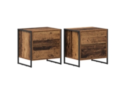 Maison Exclusive - Mesa De Noche Con Cajón 2 Pcs Madera Vieja 50 X 39.5 X 50 Cm