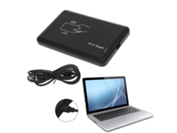 Lector De Tarjetas Rfid Sin Contacto Usb De 13,56 Mhz, Modelo 14443a, Con 5 Tarjetas Y 5 Llaveros.