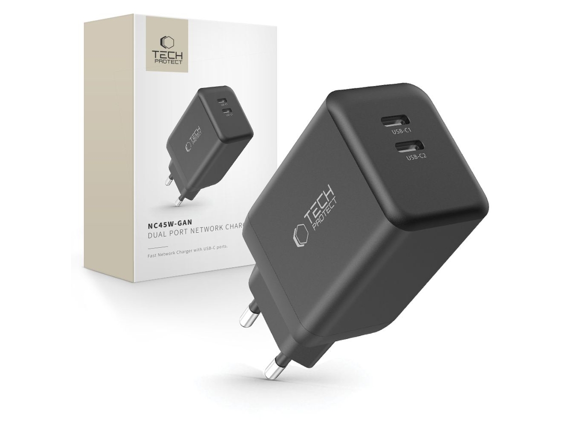 Cargador De Red Tech-protect Nc45w-gan 45w Usb-a Usb-c