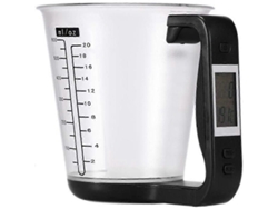 Balanza de cocina electrónica GOKOCO con vaso medidor, color negro.