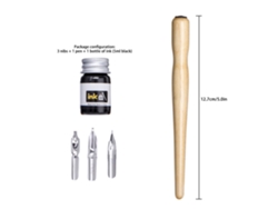 Juego De Bolígrafos Para Dibujo Con 3 Pinceles, 1 Portapinceles De Madera Y Tinta Para Caligrafía Y Arte, Material Escolar.