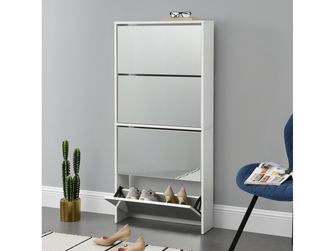 Zapatero [EN.CASA] Blanco (Tablero de fibra de madera - 134 x 63 x 17 cm)