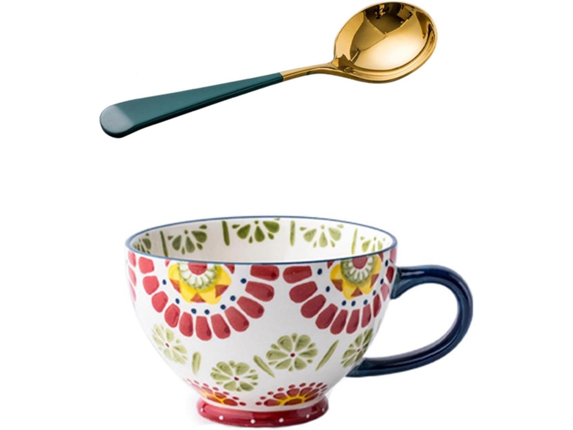 Lata de café grande de cerámica con estampado de capuchino, 473 ml, marca S/BRAND.