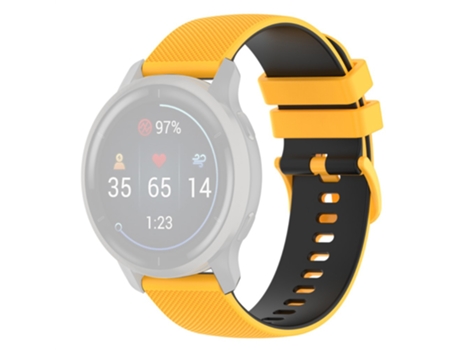 Correa de Silicona 20mm para Garmin Venu2 Plus/Vivoactive 3/Vivomove - amarillo/negro