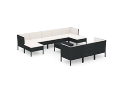 Maison Exclusive - Set Muebles De Jardín 11 Pzas Y Cojines Ratán Sintético Negro