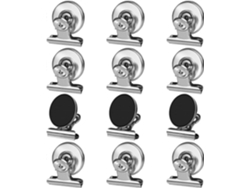 Omni-12 Pinzas Magnéticas Fuertes Con Protector Anti-rayas Para Nevera Pizarra Blanca Hogar Oficina Plata