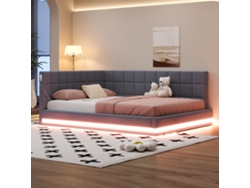 Sofá Cama Tapizado 160x200 Cm - Con Tira De Luz Led - Con Toma Usb - Tejido De Terciopelo - Gris