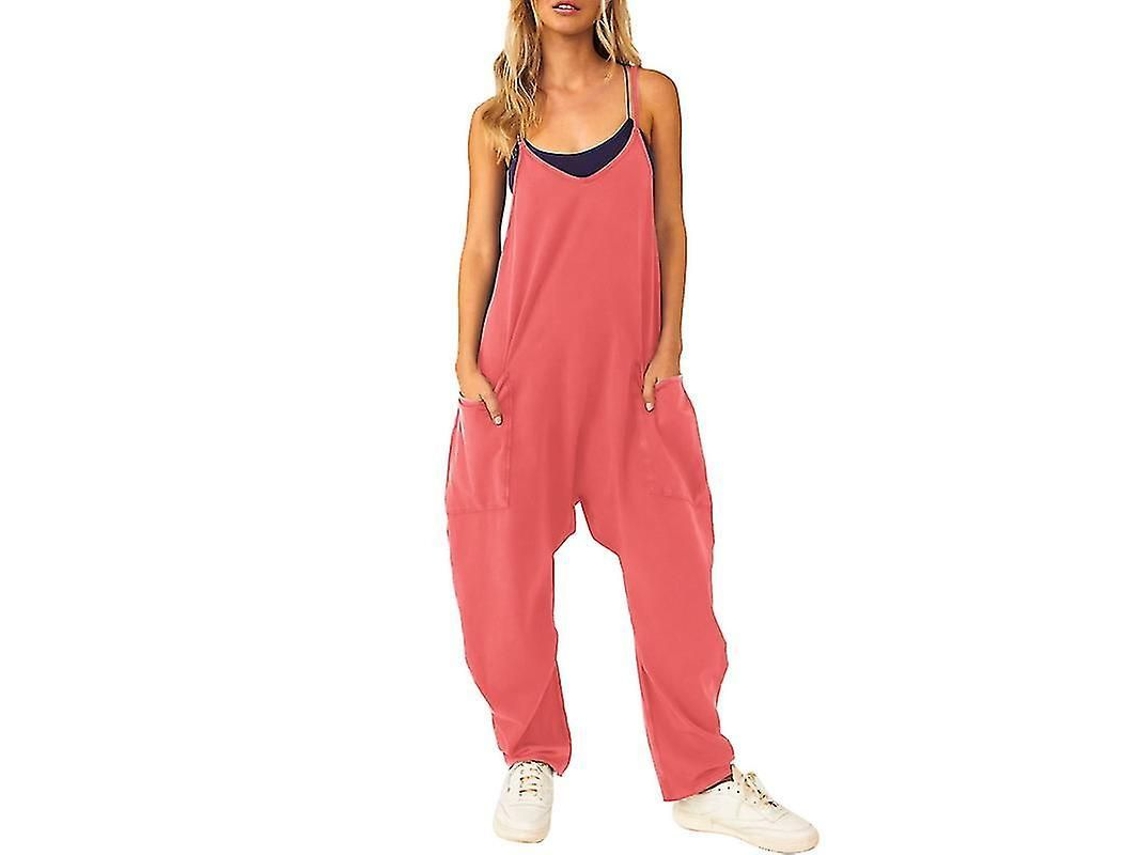 Fasst-mono Casual De Verano Sin Mangas Pierna Ancha Con Bolsillos Grandes Para Mujer Talla Suelta Ropa De Interior De Una Pieza